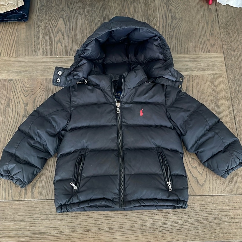 Boys Black Polo Hooded Jacket size 3T